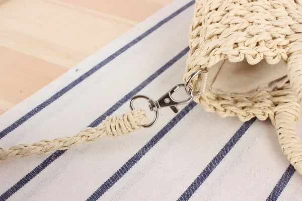 Ladies Beach Holiday Retro Woven Shoulder Bag Women Summer Woven Simple Handbag Female Casual Beach Portable Crossbody Bags Lady
