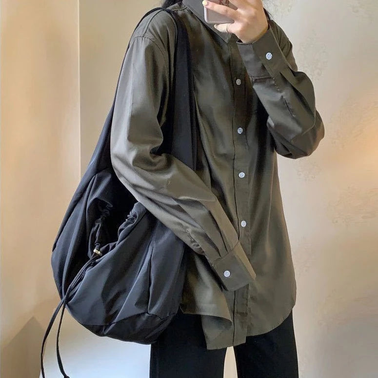 Women Bag New Nylon Bucket Fashion Solid Zipper SOFT Shoulder Bag Purses and Handbags Luxury Designer Black Tote Bag