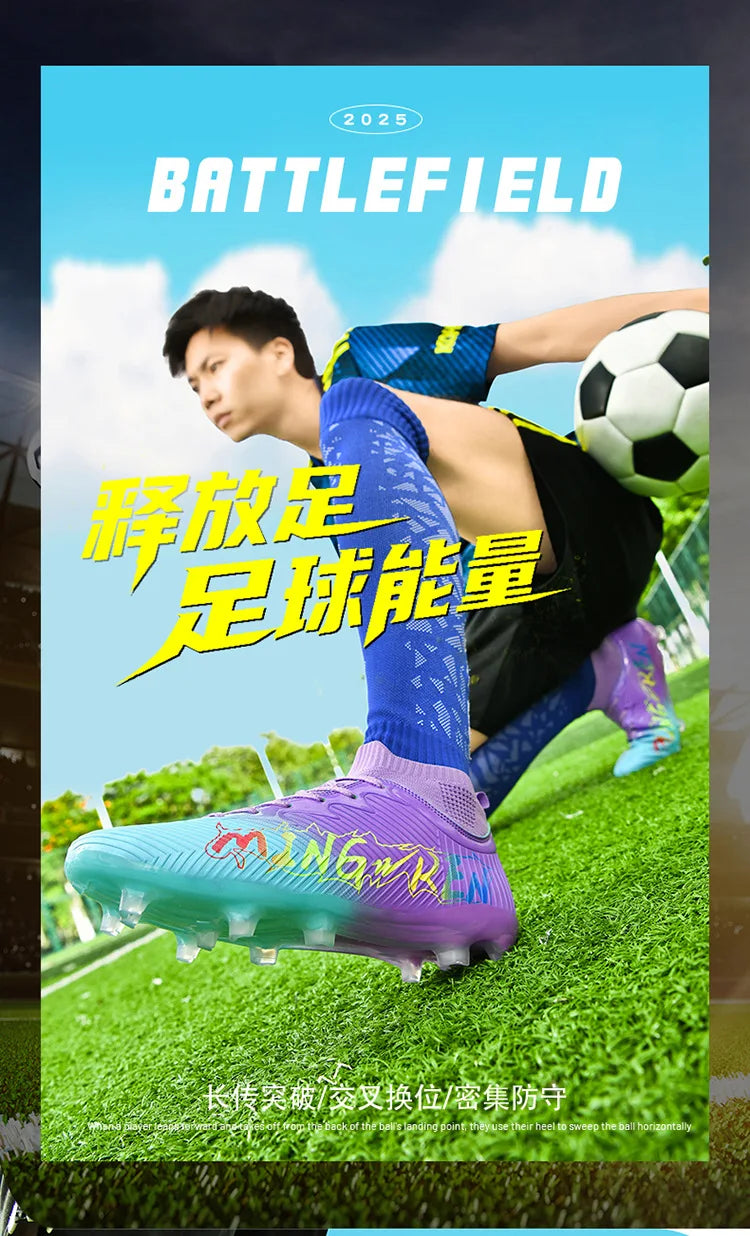 New Low Top Soccer Shoes for Men Teenage Boys Athletic Sports Training Footwear for Students on Lawn and Grass Fields