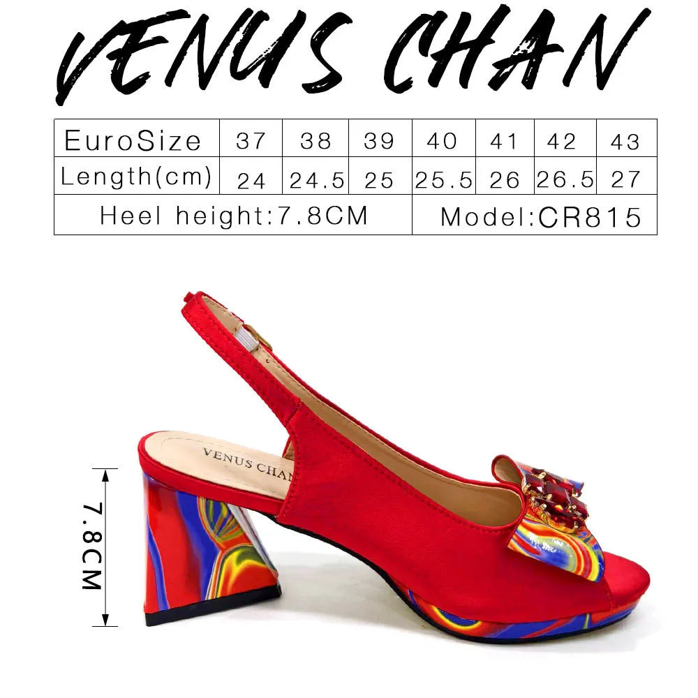 Sandals Woman Summer Ladies Shoes and Bag Decorated with Rhinestone Women Shoe and Bag Set for Party In Women Nigerian Shoe Bag