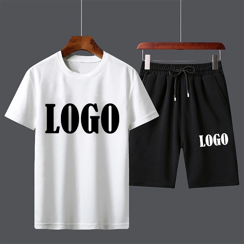 Customized Summer Trending Men Casual Suits Short Sleeve T-shirt+Shorts Sets Fashion Beach Two-piece Set