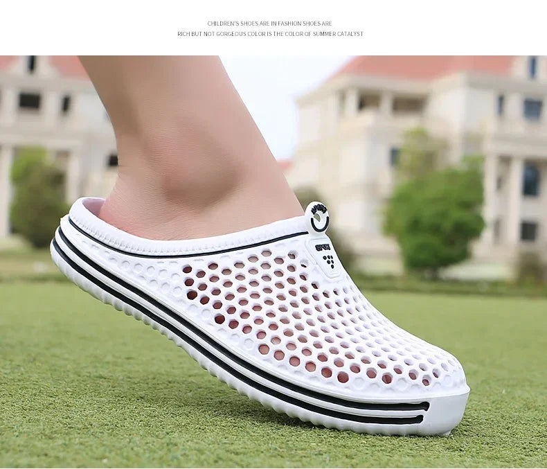 Men Shoes Beach Slippers Unisex Hollow Out Casual Women Beach Sandal Flip Flops Shoes Non-slip Size 36-45 Mens Slippers