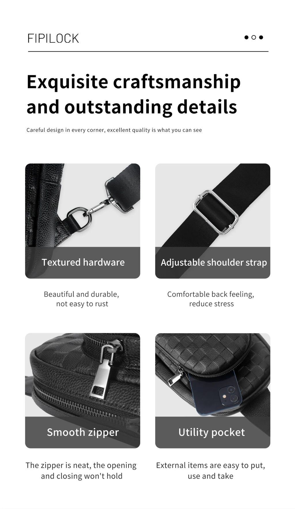 Men's Fingerprint Lock Bags for men Leather Shoulder Bag Male Long Money Wallets Mobile Phone Pouch Men Messenger Bag Anti-Theft