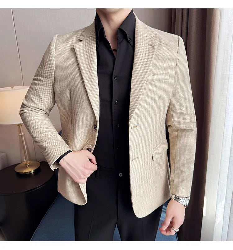 Men Suit Jacket Blazer Hombre High-quality Fashionable and Elegant Men Business Slim Fit Suit Jacket Social Party Formal Jacket