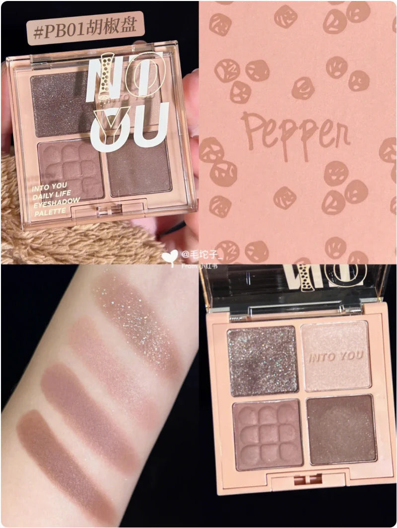 Into YOU Eyeshadow Palette Four Colors Minced Potatoes Matte Earth Color Sesame Palette Makeup Cosmetics