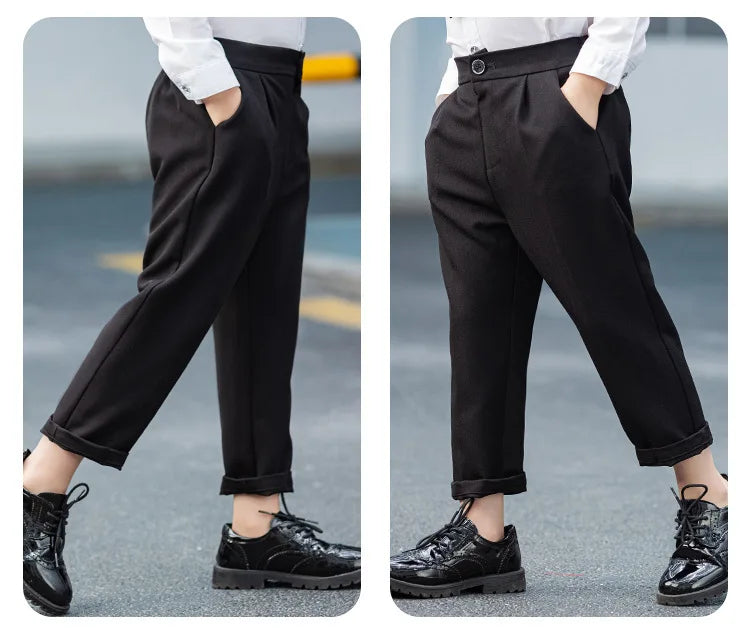 Kids Suit Pant Boys Formal Dress Long Sleeve Shirt Casual Pants Teen Child Solid Color Trousers Baby Toddler Gentlemen Clothes