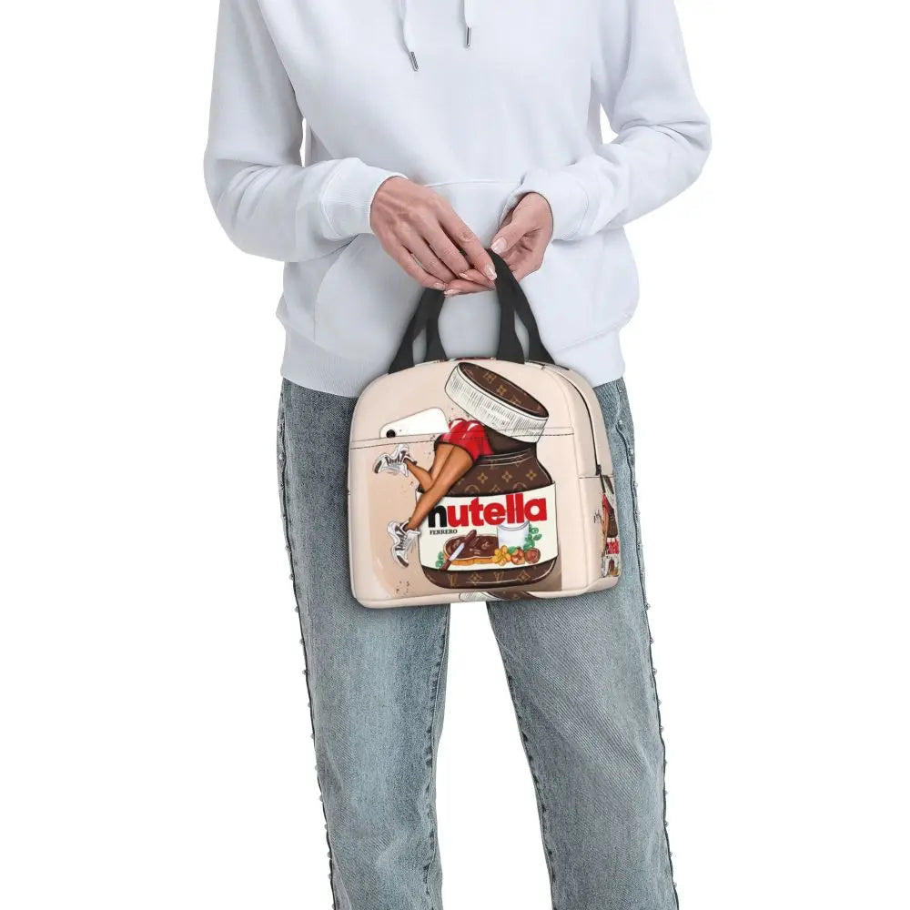 Custom Italy Nutellas Thermal Insulated Lunch Bag Women Portable Lunch Container for Outdoor Picnic Storage Food Box