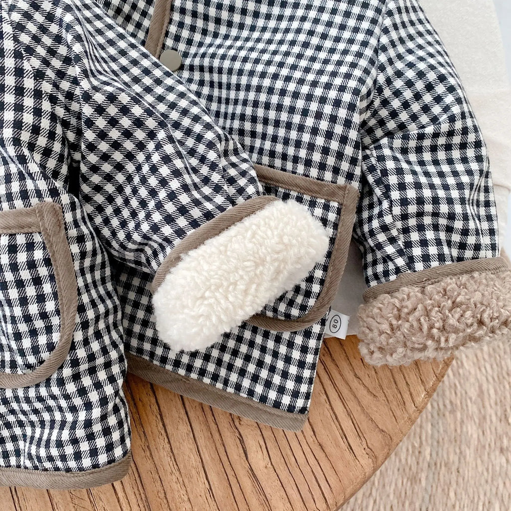 AYNIGIELL 2023 1-6 Years Old Autumn/Winter Children's Jacket Double-Sided Wear Plaid Plush Jacket Kids Jacket