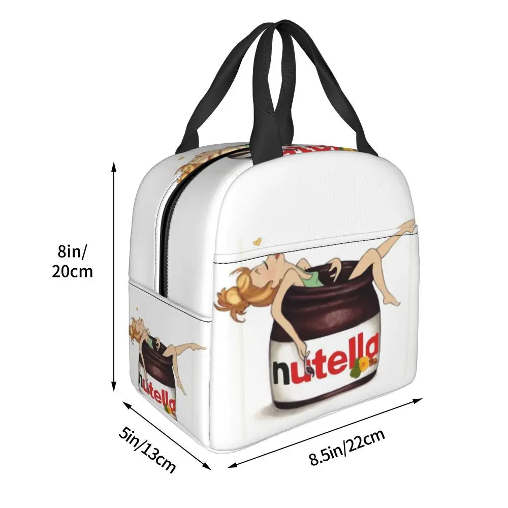 Custom Italy Nutellas Thermal Insulated Lunch Bag Women Portable Lunch Container for Outdoor Picnic Storage Food Box