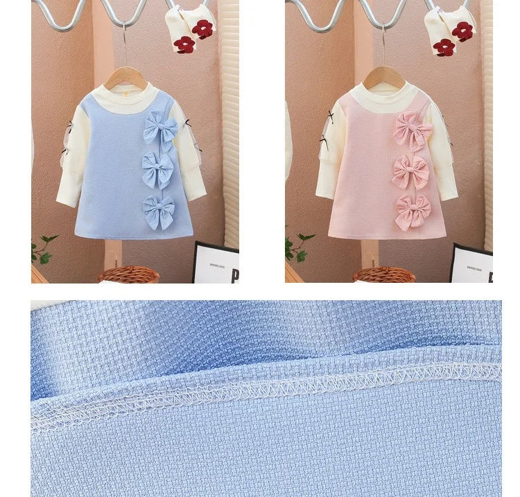 Girls' Dress Spring and Autumn 2024New Princess Dress Spring Baby's First Birthday Party Small Fragrant Bowknot Dress