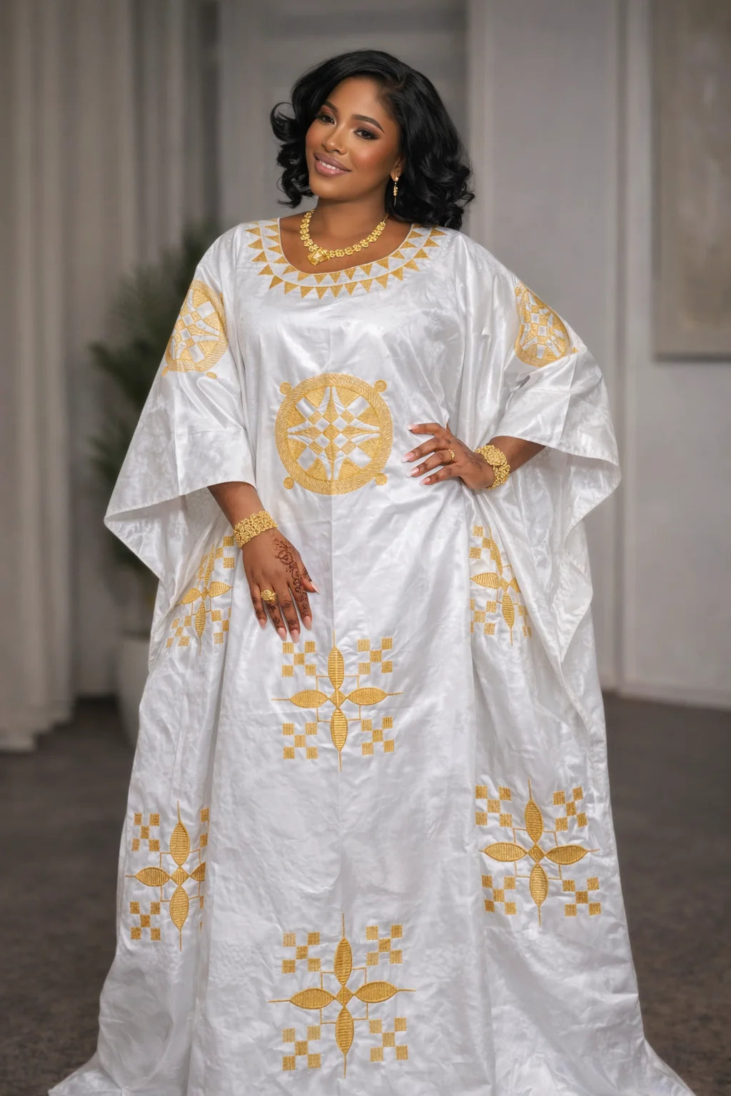 White And Gold African Women Bazin Riche Boubou Dress Original Nigeria Basin Rich Wedding Party Dashiki Gown Shining Robe