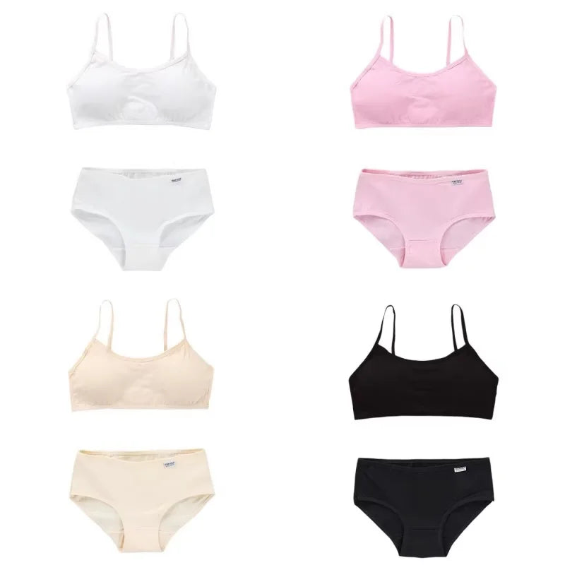 Kids Girls Training Bras Set Girls Teenage Underwear Cotton Tank Tops for 8-14 Years