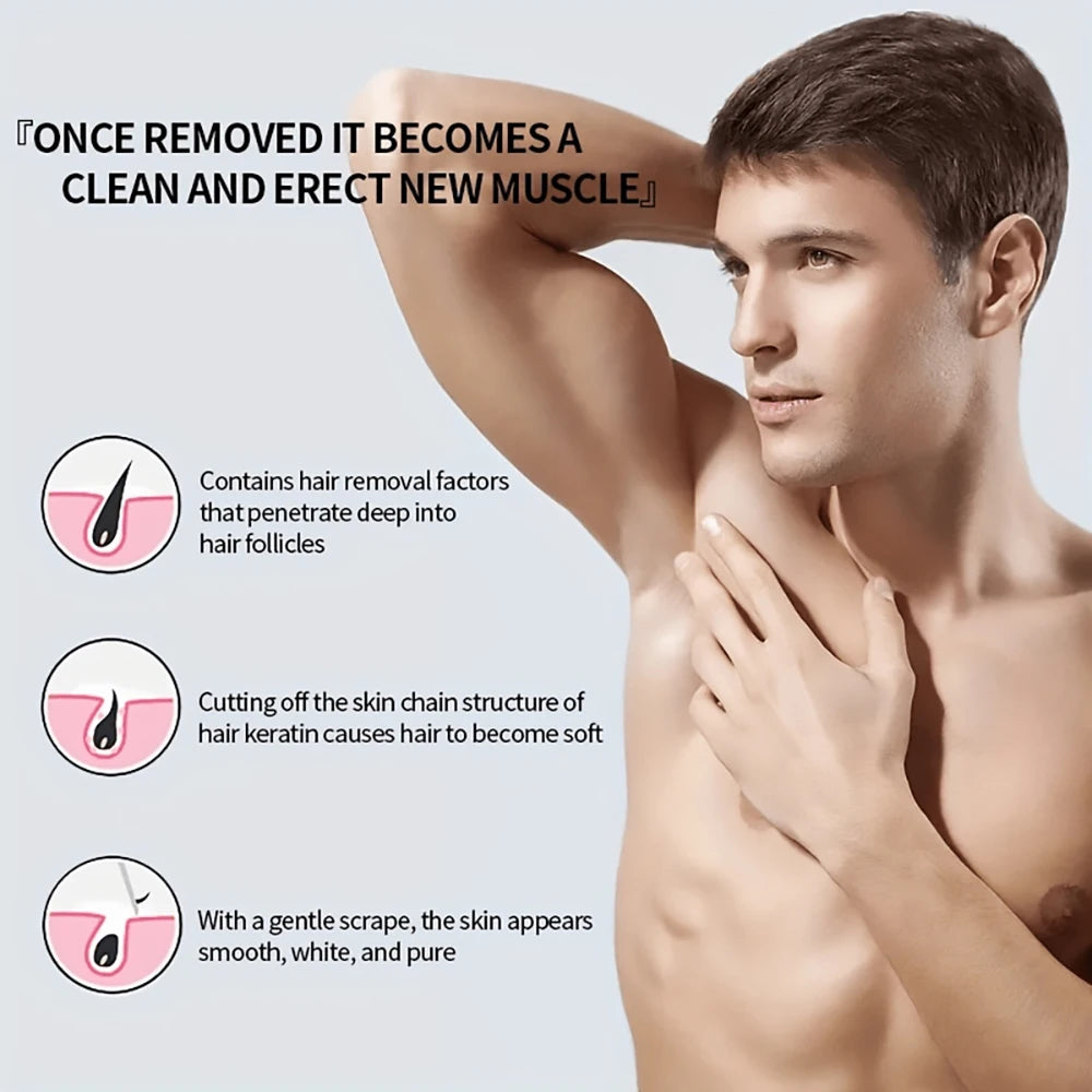 Men'S Painless Hair Removal Cream Mild Non Irritating Hair Removal Cream Body Arm Armpit Leg Gentle Refreshing Hair Removal