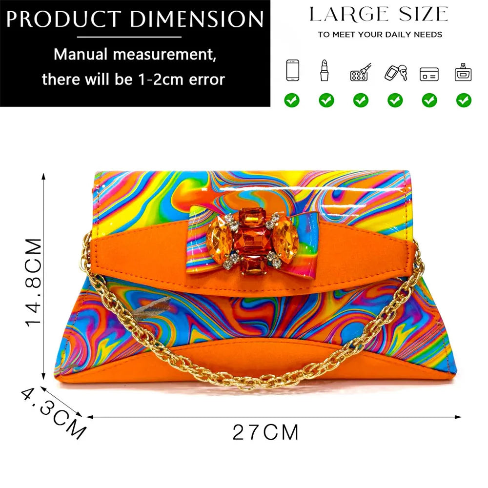 Sandals Woman Summer Ladies Shoes and Bag Decorated with Rhinestone Women Shoe and Bag Set for Party In Women Nigerian Shoe Bag
