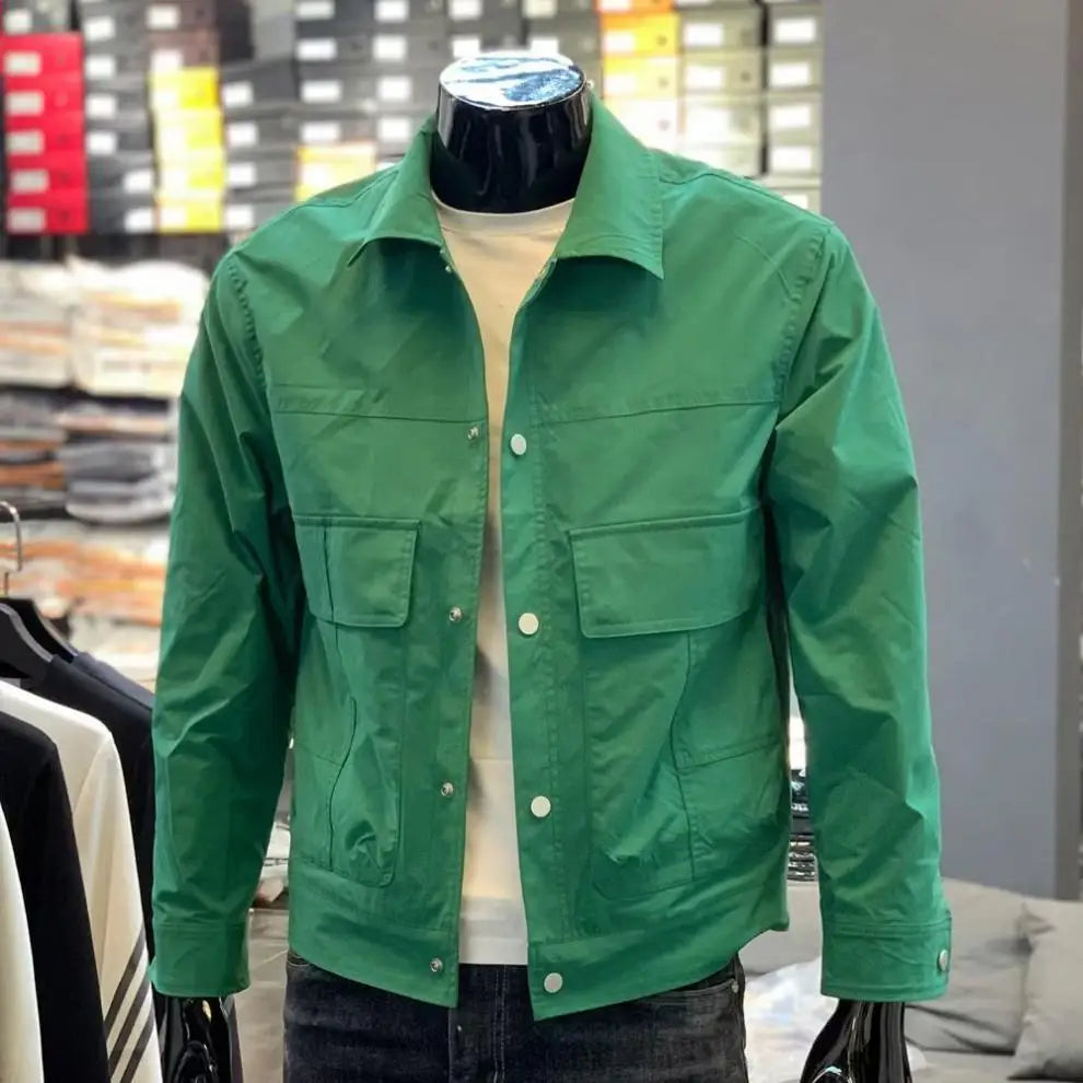 Men Casual Loose Workwear Jacket Long Sleeve Coat Multiple Colors