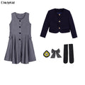 Kids Japanese Navy Jacket Suit Dress School Uniforms Girls British Boys Blazer Formal Outfits Chidren Student Clothes Class Sets