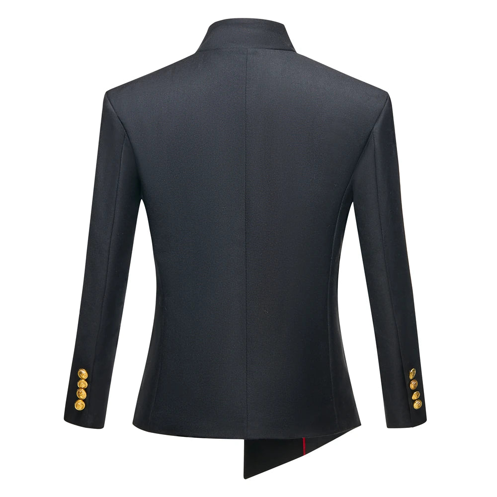 Kids' Two - Piece Suit Set: Royal Blue Jacket with Gold Buttons & Pants, Formal Outfit for Boys