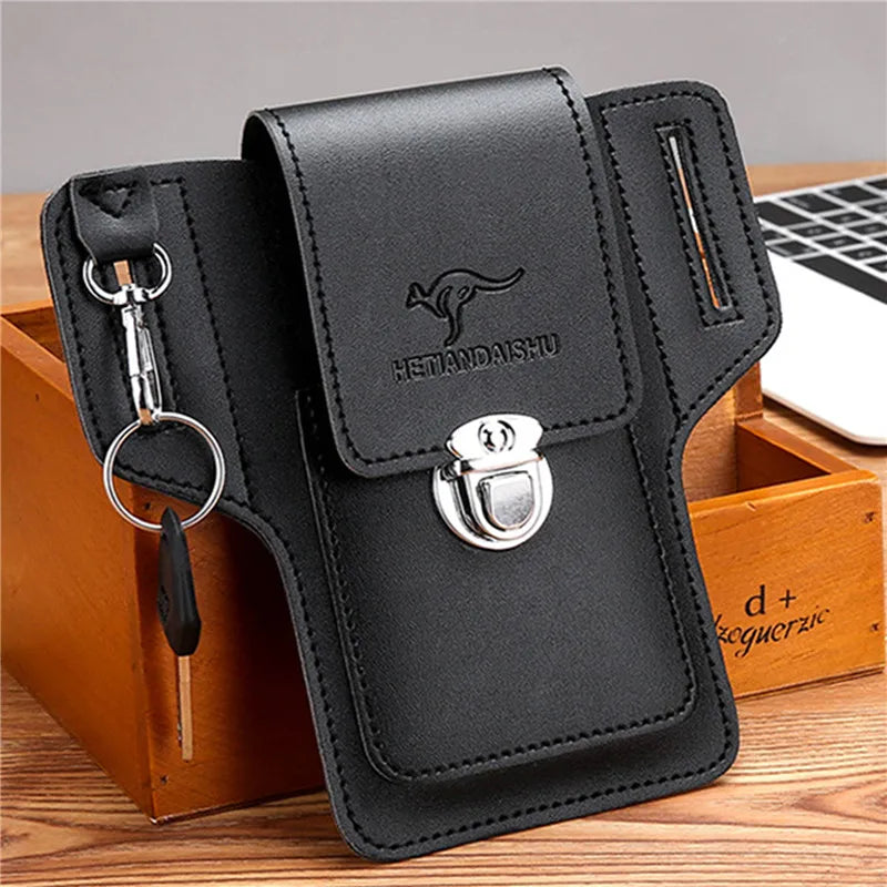 Phone Belt Bag For Men Bags Cell Phone Loop Holster Phone Pouch Wallet High Quality Multifunctional PU Leather Phone Case