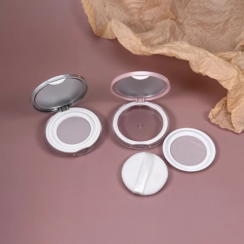 5g Portable Ultra-thin Plastic Powder Box Loose Pot Travel Makeup Jar Sifter Container With Mirror
