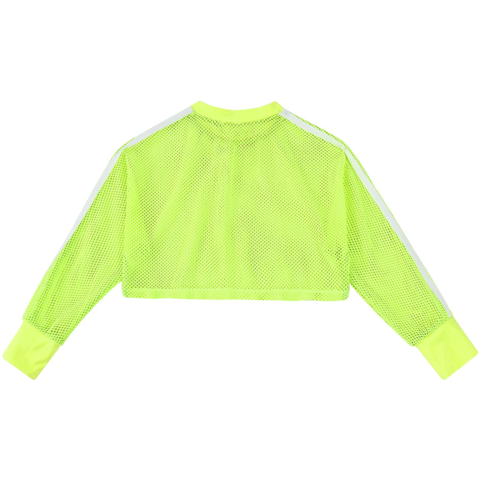 Kids Girls Fishnet T-shirt Hip Hop Street Dance Tops Long Sleeve Round Neck Hollow Out Mesh Crop Top for Workout Gym Sportswear