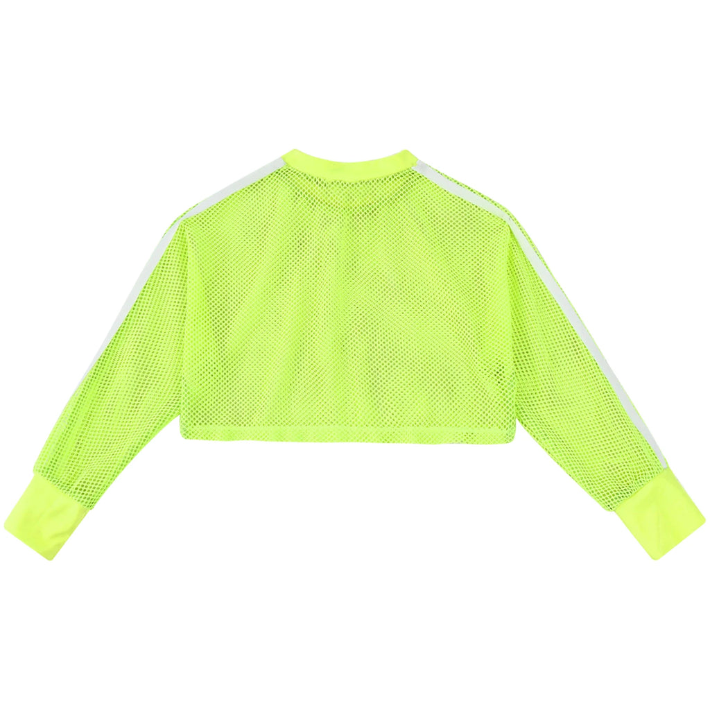 Kids Girls Fishnet T-shirt Hip Hop Street Dance Tops Long Sleeve Round Neck Hollow Out Mesh Crop Top for Workout Gym Sportswear