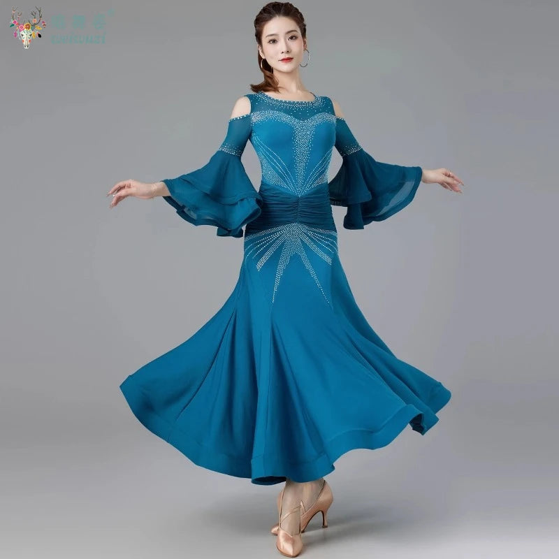 Modern Dance Dance Performance Dresses for Women's High End Premium Elegant Big Swing Dress Waltz Ballroom Dancing Clothing