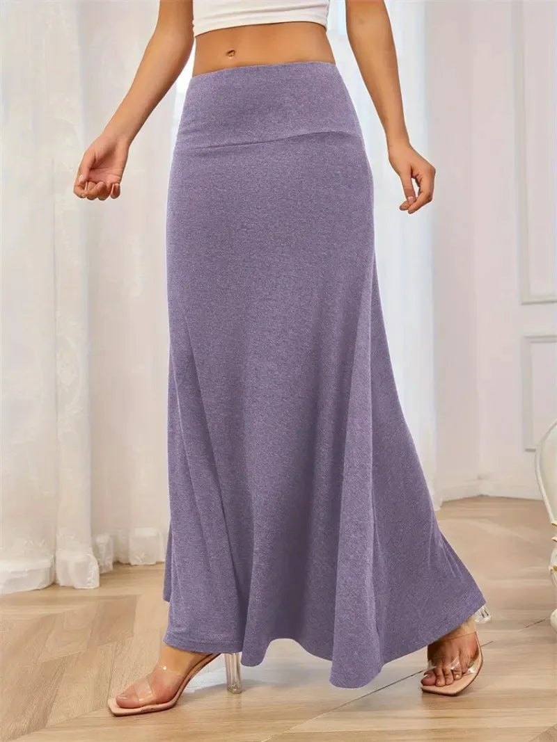 KIDCRKJ Long Skirt Women Autumn 2026 New Skirts Knitted Solid Urban Office Lady Fashion Clothes High Waist Maxi Skirts Faldas