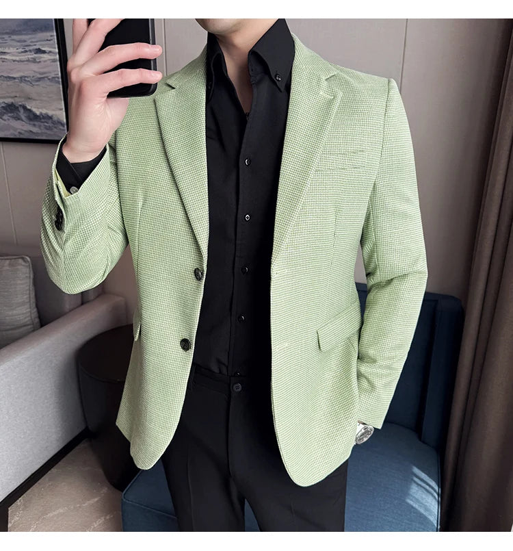 Men Suit Jacket Blazer Hombre High-quality Fashionable and Elegant Men Business Slim Fit Suit Jacket Social Party Formal Jacket