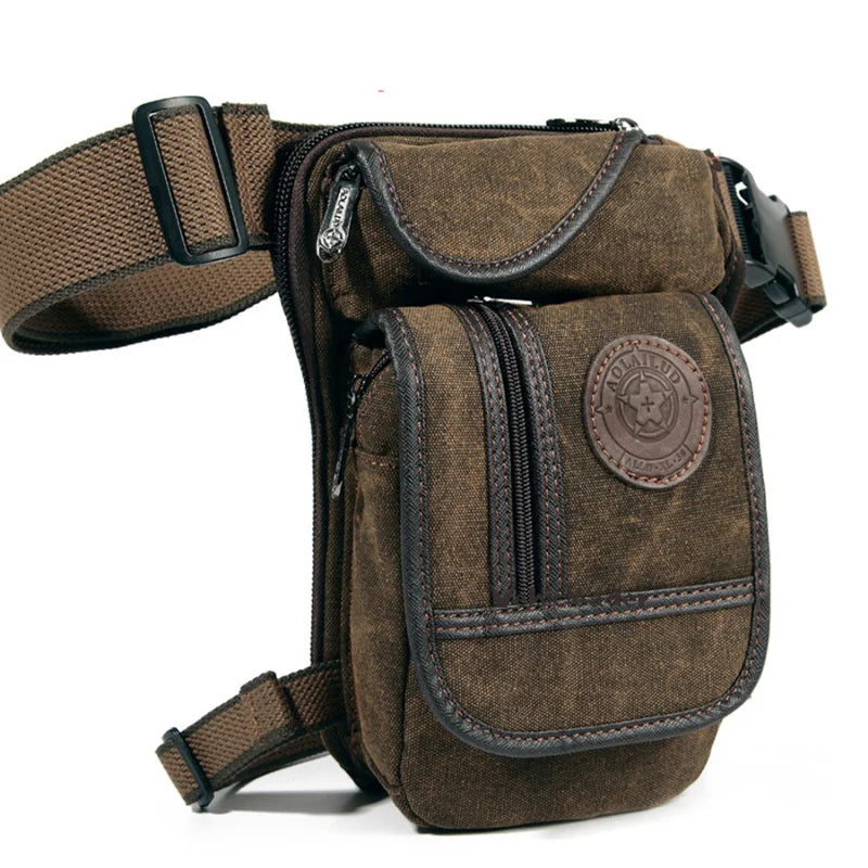 Men's Canvas Drop Leg Bag Motorcycle Multi-purpose Messenger Shoulder Bags High Quality Belt Hip Bum Waist Fanny Pack