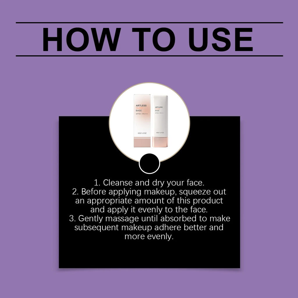 SPF50+ Sunscreen Primer Makeup Base with Niacinamide Panthenol Invisible Face Sun Protection Cream Broad Spectrum Moisturizer
