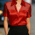 Women's Blouses and Shirts Elegant White Short Sleeve Blouse for Women Summer 2026 Fashion Turn-down Shirt Tops Blusas De Mujer