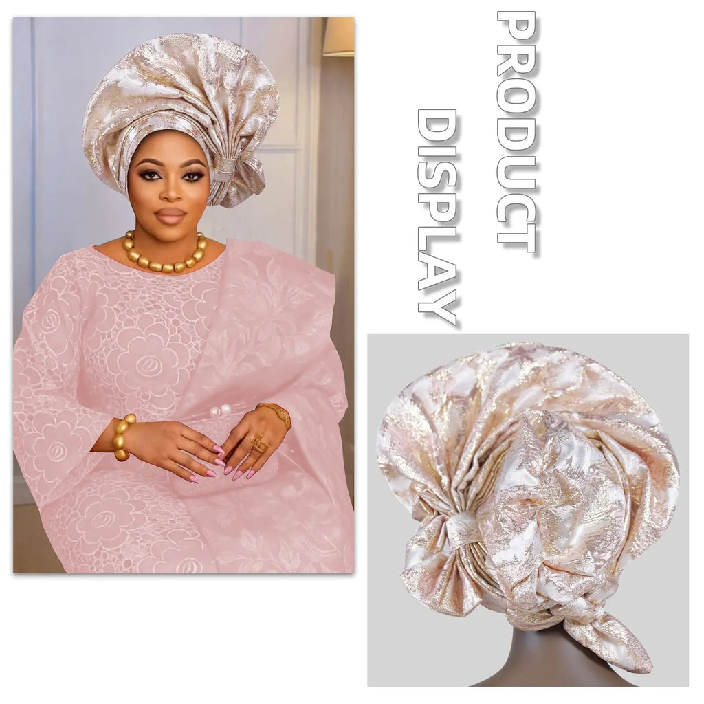 2026 New African Headtie Turban Nigeria Auto Gele Head Wraps Auto Gele Women's Turban Cap Wedding Geles Muslim Head Wraps Bonnet