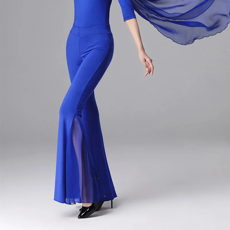 Women Dance Trousers Elegant Flared Pants Latin Ballroom Belly Dance Pants Practice Dance pant Performance Costume