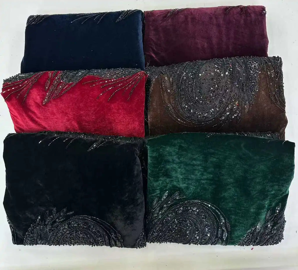 2026 African Nigeria High-Quality Velvet Beaded Sequins French Tulle Lace Fabric Dress Nigerian 5 Yards For Wedding Party Women