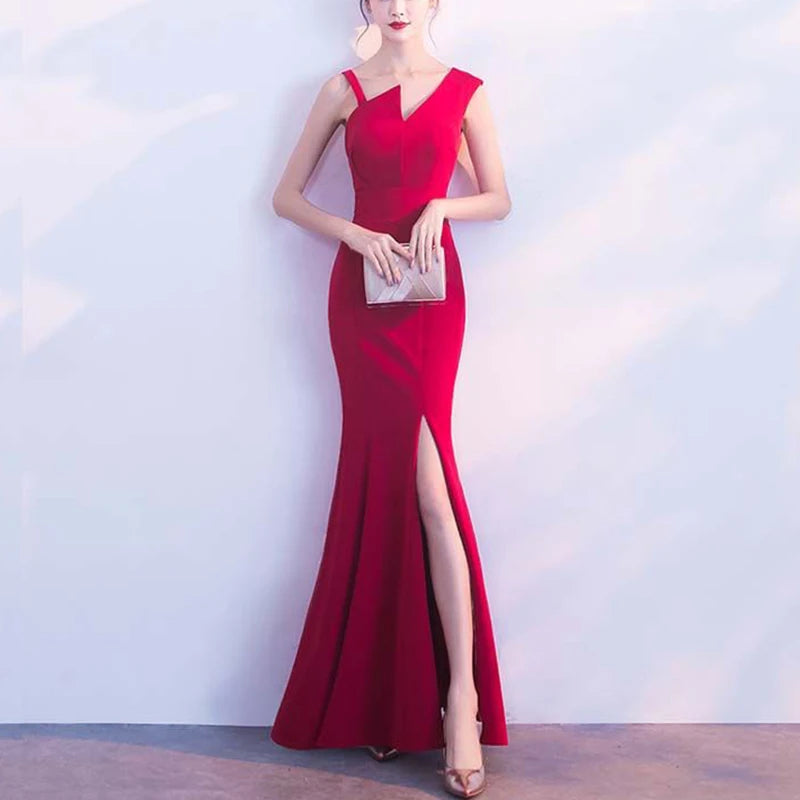 Summer Women's Temperament Deep V-neck Evening Party Dress Ladies Short Sleeve Elegant Fashion Bodycon Robe Solid Color Vestidos