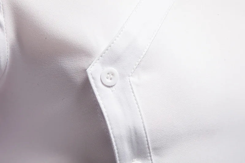Men's Irregular Oblique Button Up Dress Shirts Streetwear Luxury Elegant Embroidery Business Shirt Chemise Homme Mens Blouses