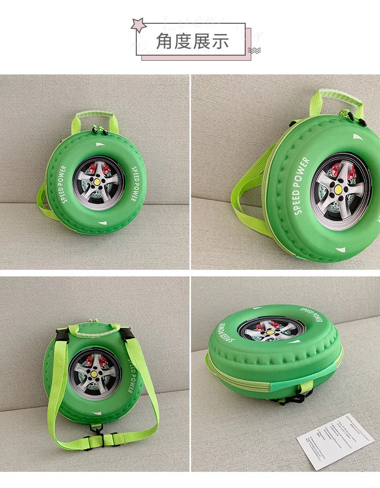 Children's Schoolbag Fashion Tyre Shaped Boys Girls Backpack 3D Cartoon Kindergarten Shoulder Bag Large Capacity Kids Handbag
