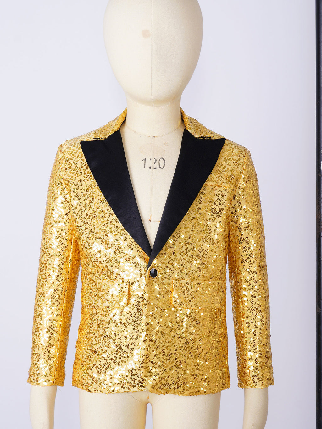Kids Boys Fashion Shiny Sequins Lapel Suit One Button Jacket Coat Blazer Tuxedo for Wedding Birthday Party Stage Performance