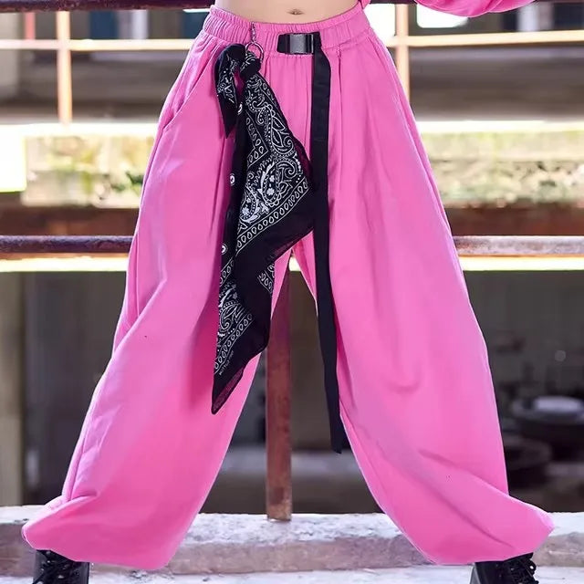 Teenage Girl Jazz Dance Costume Children Street Hip hop Dancing Jazz Stage Kid Kpop Jazz Costume for Girls pink Outfit dance set