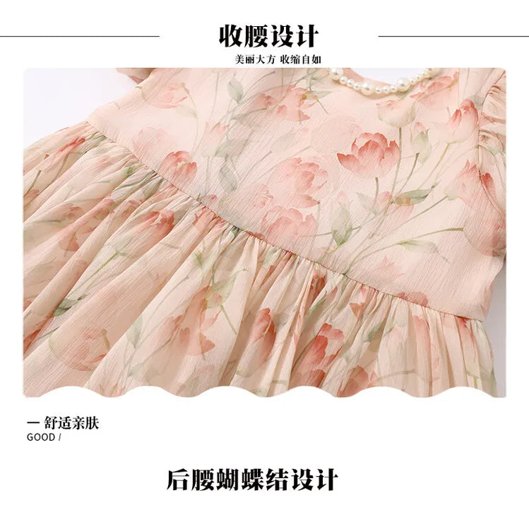 summer Elegant Flower Princess Dresses vestidos elegantes para mujer kids girls dress clothes vestido verano 12 14 enfant fille