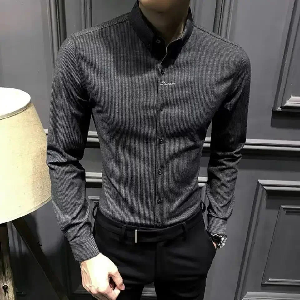 Shirts for Men Business Striped Plain Man Shirt Fashion 2026 with Collar Sale Cheap Things Stylish Hot Aesthetic Regular Brand