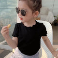 Baby Girls T-Shirt Summer Kids Short Sleeve Tops Tees Soft Ice Silk Fabric Toddler Solid Color Shirts Children's Clothing 1-10Y