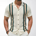 Summer New Knitted Shirts for Men Fashion Cuban Collar Business Casual Social Polo Shirts Knit Cardigans Men Clothing Streetwear