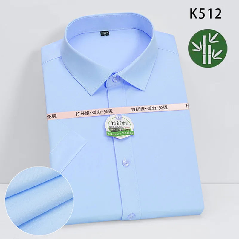 Summer New Male Pure Color Short Sleeve Breathable Shirt White / Navy / Wine Red Men Business Social Dress Shirts