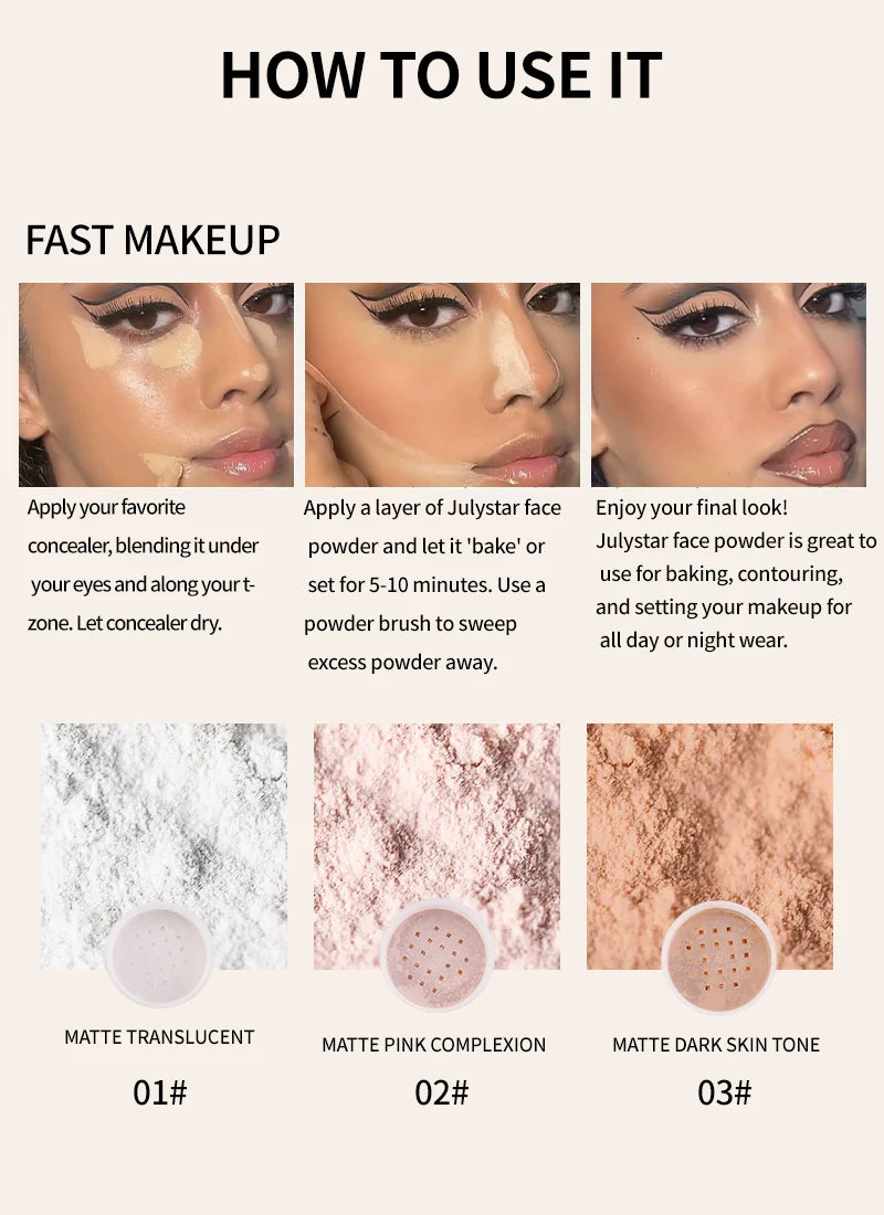 Mineral Face Powder Waterproof Oil Control Translucent Setting Powder High Coverage Makeup Fixer Powder Make-up For Women Makeup
