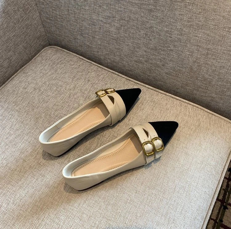 Ladies Summer Footwear Flat Office Black Shoes for Women 2025 Low Heel Elegant Pointed Toe Flats Beau Today High Quality 39 Shoe