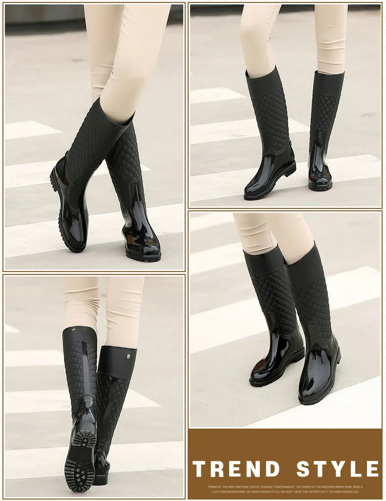 2023 New Women Rain Boots Lady Rain Water Shoes Ourdoor Rainboots  Italianate Pvc Rubber Rainboots Lady Waterproof Shoes