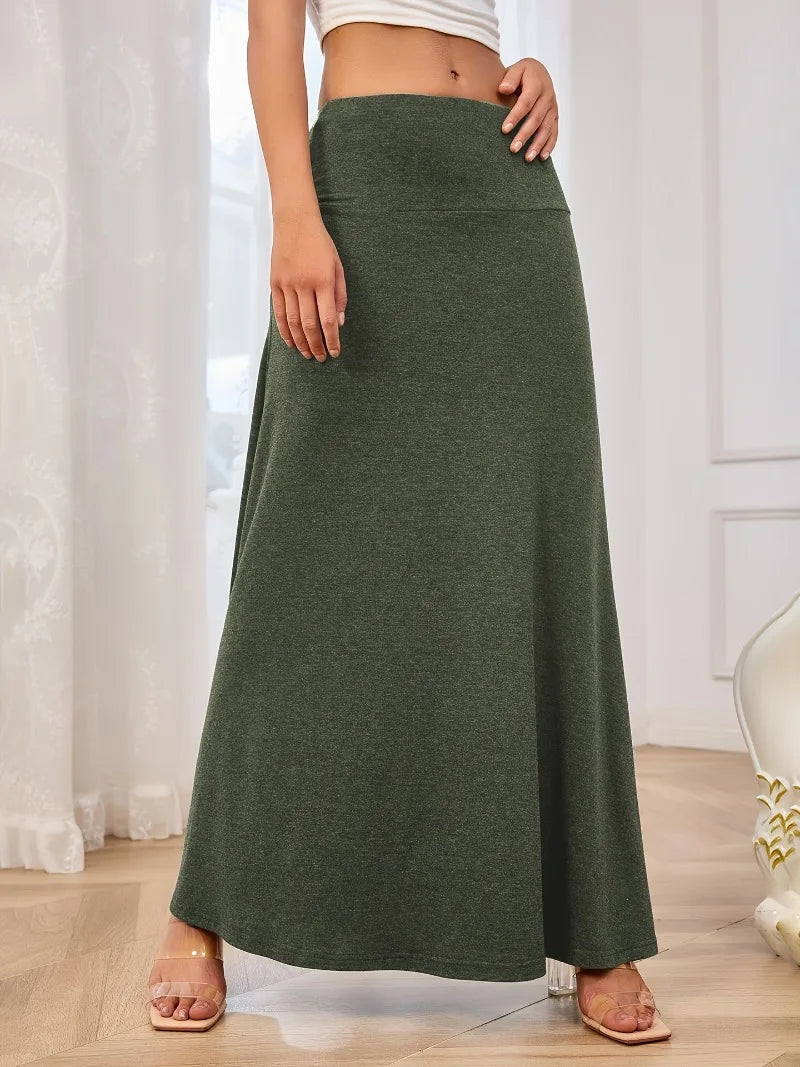 KIDCRKJ Long Skirt Women Autumn 2026 New Skirts Knitted Solid Urban Office Lady Fashion Clothes High Waist Maxi Skirts Faldas