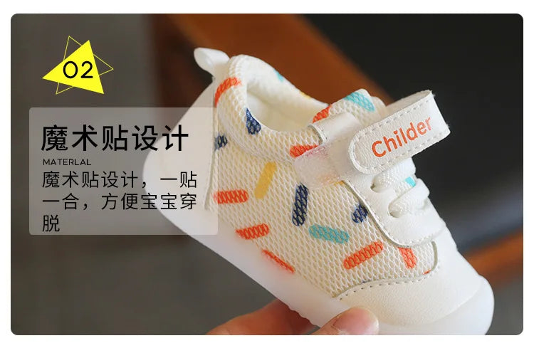 Kid Sneakers 2025 Spring New Mesh Baby Shoe Soft Sole Anti Slip Walking Shoe Light Girl Shoes Allmatch Boy Kid Shoes Кроссовки
