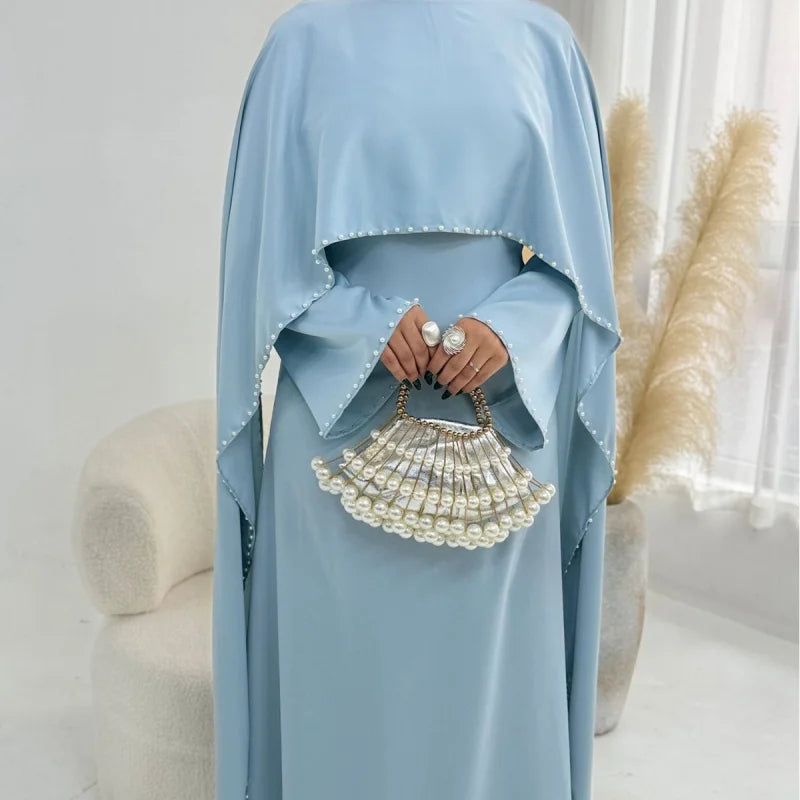 Muslim Dresses Women's Traditional Dresses And Abayas Eid Dubai Evening Dress Pearl Beaded Luxurious Robe Islamic Clothing